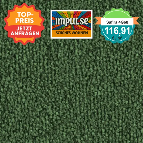 Vorwerk Safira Teppichboden Farbcode 4G68 – Draufsicht mit Preisetikett 116,91 €/m²